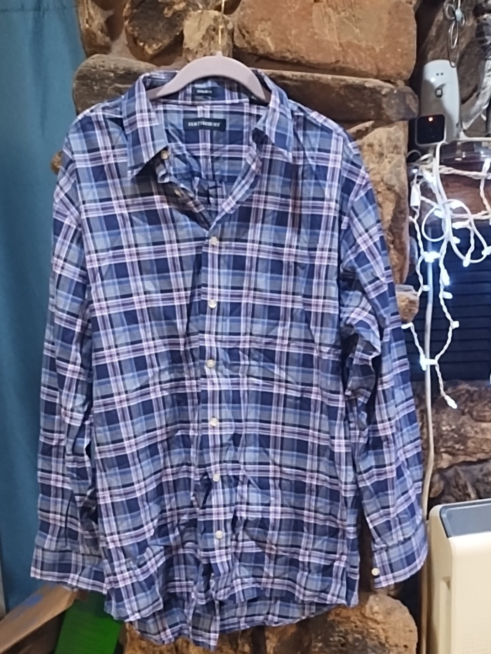Hathaway  Navy, Purple and Light Blue Plaid Button-Down Shirt